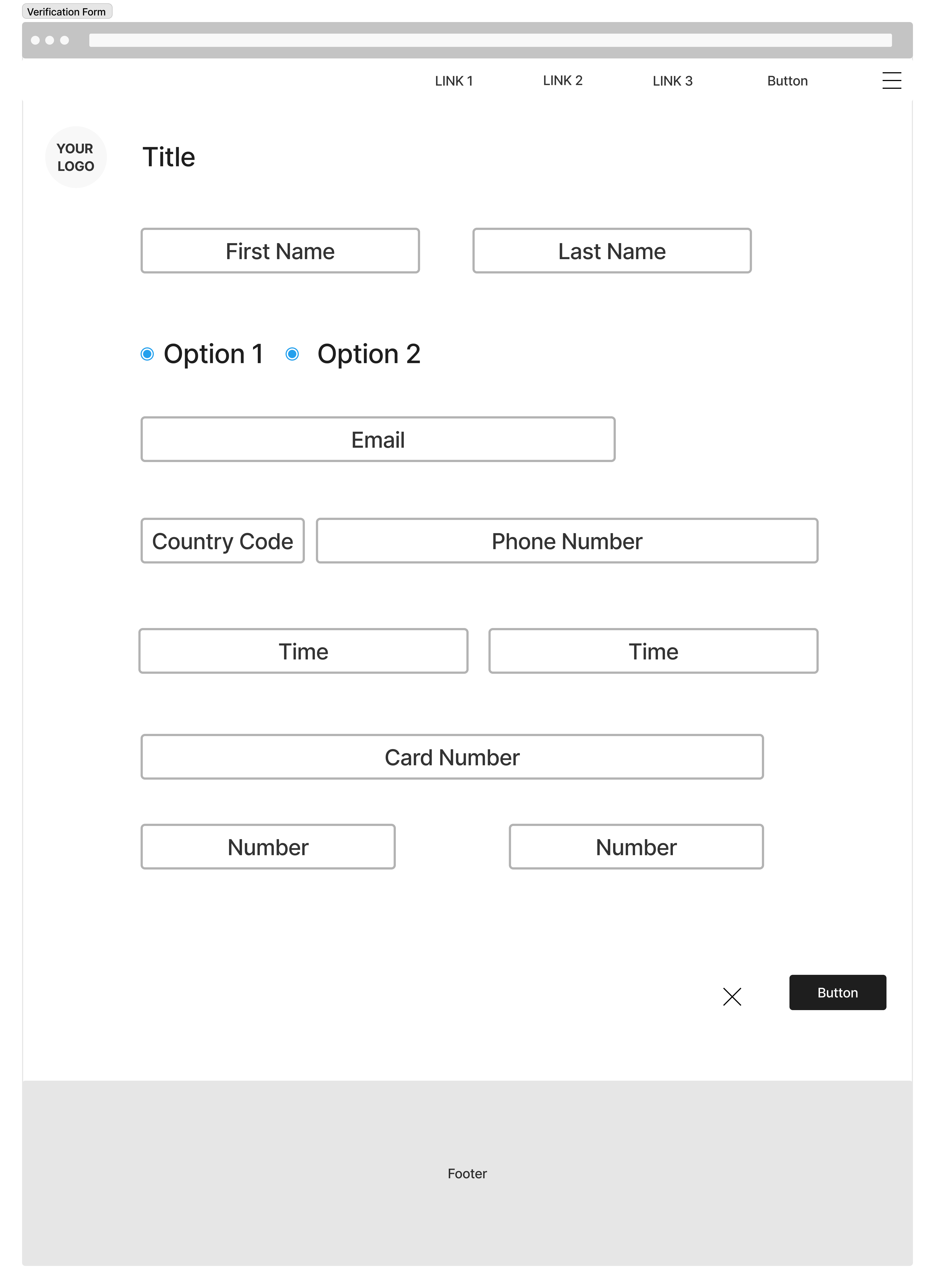 Wireframe verification form