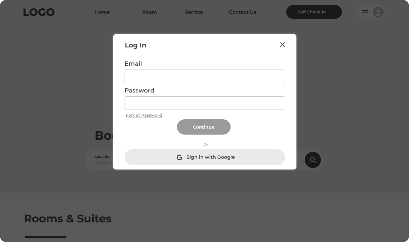Hi-fi login modal