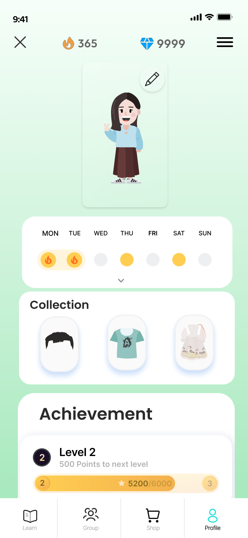Mobile profile streak